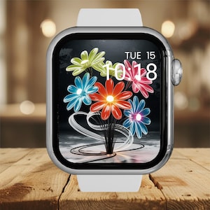 Apple Watch Blumenmuster: Bunte Blumen Wallpaper (Digitaler Download JPG Datei)