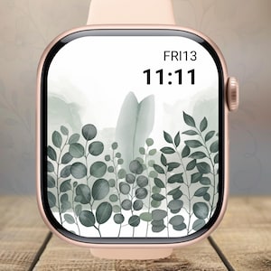 Sfondo con fiori ad acquerello per Apple Watch / Quadrante floreale / Download digitale con estetica delicata per Apple Watch