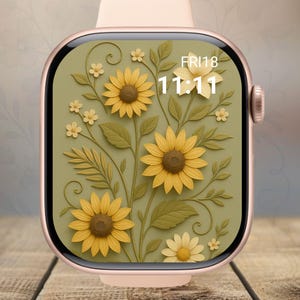 Boho Trockenblumen Apple Watch Wallpaper, Vintage Floral Apple Watch in 3D Stil