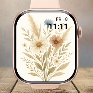 Boho Trockenblumen Apple Watch Wallpaper, Vintage Floral Apple Watch in 3D Stil