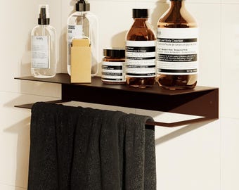 Shario White Floating Shelves - Set Of 2, Wall Mounted Hanging Shelves With Black Towel Rack, Decorative Storage Shelves For Bathroom, Kitchen, Living - View #11