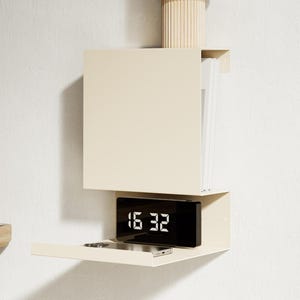 Modern Metal Floating Nightstand with Storage, Wall Mounted Bedside Shelf, Minimalist Bedroom Organizer, Wall Shelf Unit, Small Space Living