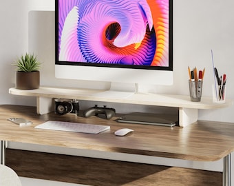 Supporto per monitor in compensato di betulla fatto a mano: supporto ergonomico per monitor da scrivania