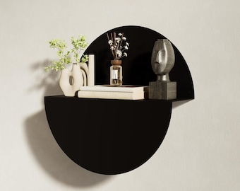 Rounded Metal Wall Shelf: Floating Display Shelf for Plants and Decor, Minimalist Wall Mounted Shelf