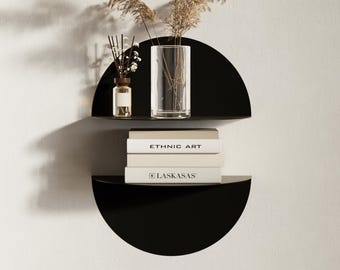 Conjunto de 2 Prateleiras Flutuantes Minimalistas - Conjunto de Prateleiras de Parede Modernas em Metal para Exposição de Objetos