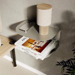 Metal Soft Edge Floating Nightstand: Wall Mounted Shelf, Two Tier Bedside Table