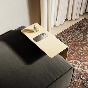 c shaped side table, sofa side table, metal end table, metal side table, c shaped end table, couch side table, living room table, compact side table, accent table, c table with storage, narrow side table, armrest side table, small side table,