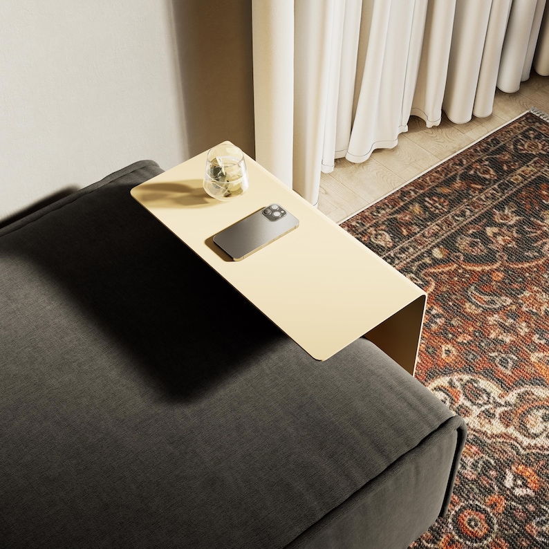 c shaped side table, sofa side table, metal end table, metal side table, c shaped end table, couch side table, living room table, compact side table, accent table, c table with storage, narrow side table, armrest side table, small side table,