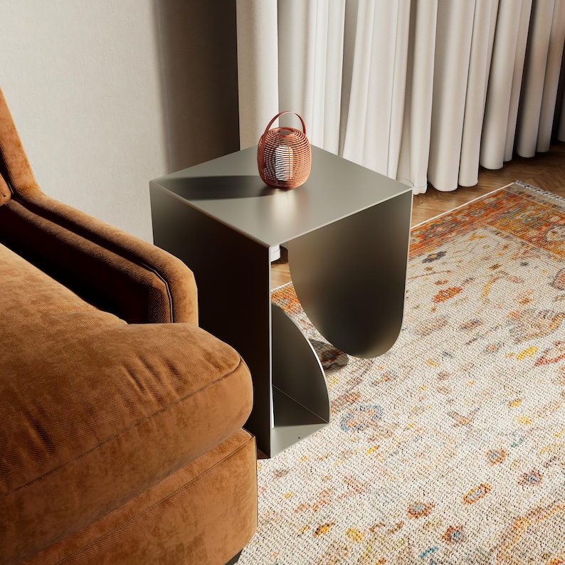 side table, round side table, sofa side table, metal end table, modern side table, metal side table, industrial furniture, book storage table, minimalist furniture, accent table, living room table, magazine end table, modern end table,