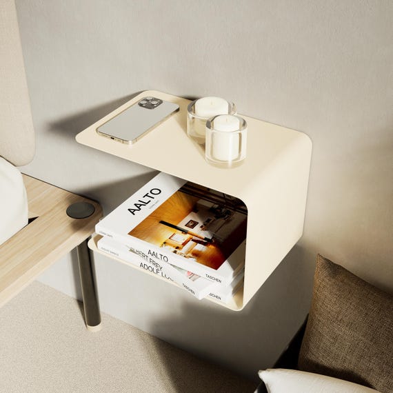 Floating Metal Nightstand: Minimalist Wall Shelf, Modern Bedside Organizer