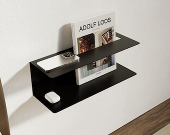 Metal Floating Bookshelf: Wall Mounted Book Display Shelf, Minimalist Reading Corner Storage