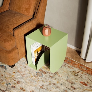 side table, round side table, sofa side table, metal end table, modern side table, metal side table, industrial furniture, book storage table, minimalist furniture, accent table, living room table, magazine end table, modern end table,
