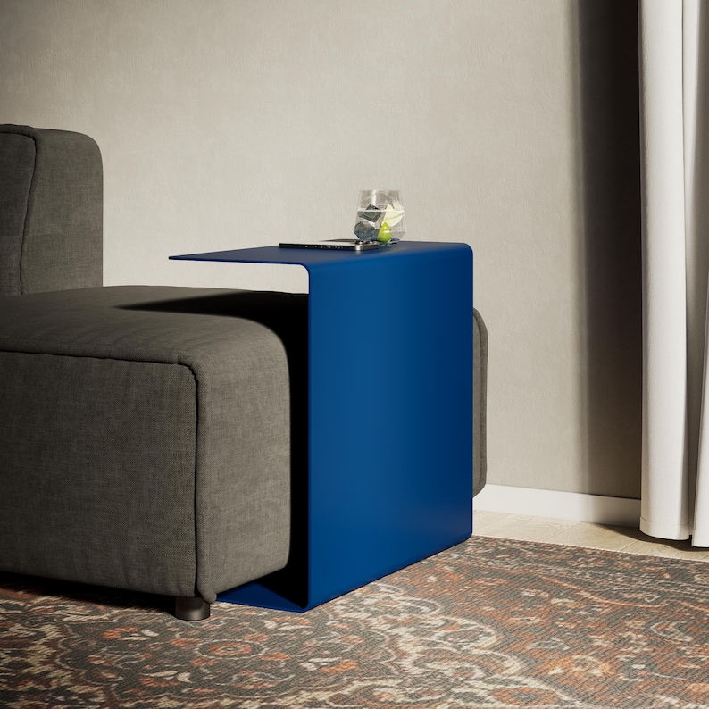 c shaped side table, sofa side table, metal end table, metal side table, c shaped end table, couch side table, living room table, compact side table, accent table, c table with storage, narrow side table, armrest side table, small side table,