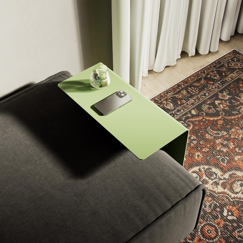 c shaped side table, sofa side table, metal end table, metal side table, c shaped end table, couch side table, living room table, compact side table, accent table, c table with storage, narrow side table, armrest side table, small side table,
