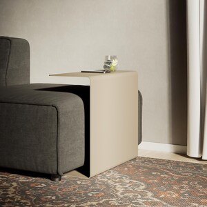 c shaped side table, sofa side table, metal end table, metal side table, c shaped end table, couch side table, living room table, compact side table, accent table, c table with storage, narrow side table, armrest side table, small side table,