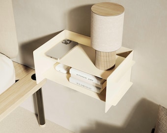 Minimalist Floating Nightstand: Metal Wall-Mounted Bedside Shelf with Storage