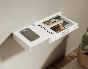 Metal Stepped Wall Shelf: Split Level Dual Height Bedside Organizer, Asymmetric Floating Nightstand