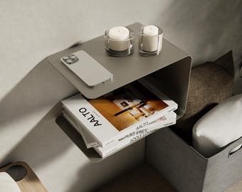 Floating Metal Nightstand: Minimalist Wall Shelf, Modern Bedside Organizer