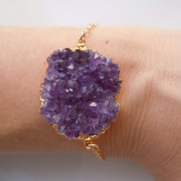 RESERVED : Druzy Bracelet in Amethyst Purple