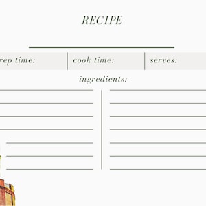 Tarjeta de receta de la Torre del Reloj (simple)