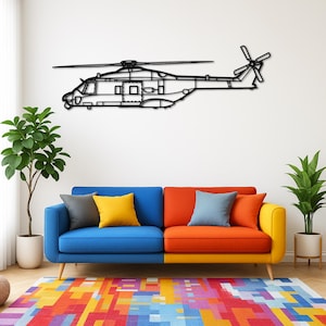 NH*90 T*TH Helicopter Silhouette Metal Wall Art | Birthday Gifts | Christmas Gifts | Wall Hangings | Aircraft Wall Decor | Custom Wall Decor