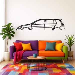 Go*lf M*k7 G*TI 2017 Classic Silhouette Metal Wall Art | Car Guy Gift | Car Decor | Gift For Car Lovers  | Metal Car Wall Decor