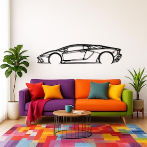 Aven * tador S Detaillierte Silhouette Metall Wand Kunst | Auto Kerl Geschenk | Auto Dekor | Geschenk für Auto-Liebhaber | Metall-Auto-Wand-Dekor | Geburtstags-Geschenke