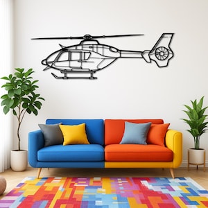 Euro*copter EC*135T2 Helicopter Silhouette Metal Wall Art | Birthday Gifts | Christmas Gifts | Wall Hangings | Aircraft Wall Decor