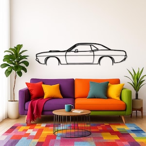Cu*da 1973 Detailed Silhouette Metal Wall Art | Car Guy Gift | Car Decor | Gift For Car Lovers | Metal Car Wall Decor | Birthday Gifts