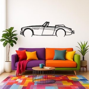 Hea*ley 3000 1966 Detailed Silhouette Metal Wall Art | Car Guy Gift | Car Decor | Gift For Car Lovers | Metal Car Wall Decor |Birthday Gifts
