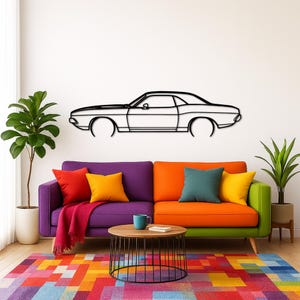 Cha*llenger RT 1970 Detailed Silhouette Metal Wall Art | Car Guy Gift | Car Decor | Gift For Car Lovers | Metal Car Wall Decor | Gifts