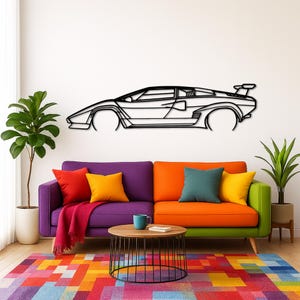 Coun*tach 1985 Detailed Silhouette Metal Wall Art | Car Guy Gift | Car Decor | Gift For Car Lovers | Metal Car Wall Decor | Gifts