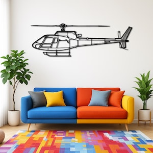 Euro*copter As*tar BA Helicopter Silhouette Metal Wall Art | Birthday Gifts | Christmas Gifts | Wall Hangings | Aircraft Wall Decor