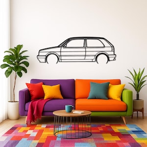 Go*lf MK2 G*TI Detailed Silhouette Metal Wall Art | Car Guy Gift | Car Decor | Gift For Car Lovers | Metal Car Wall Decor | Bithday Gifts