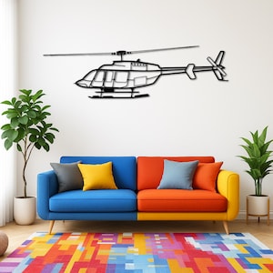 Be*ll 407 Helicopter Silhouette Metal Wall Art | Birthday Gifts | Christmas Gifts | Wall Hangings | Airplane Wall Decor | Gift For Him