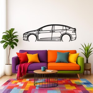 Model X Detailed Silhouette Metal Wall Art | Car Guy Gift | Car Decor | Gift For Car Lovers | Metal Car Wall Decor | Birthday Gifts