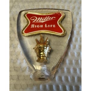 Miller Beer Tap Knob Handle MILLER HIGH LIFE Lucite Acrylic 1960s