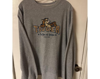 Sudadera vintage Disney Tigger de rayas gris polar talla XL