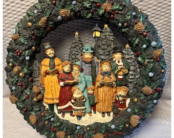 Vintage BRINN'S 12" Caroler KERSTkrans CIJFERS handgeschilderde hulst