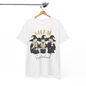 Salem Sisterhood-T-shirt - katoenen uniseks T-shirt, Halloween-kleding, Witchy Vibes, gezellige casual outfit, cadeau voor vrienden