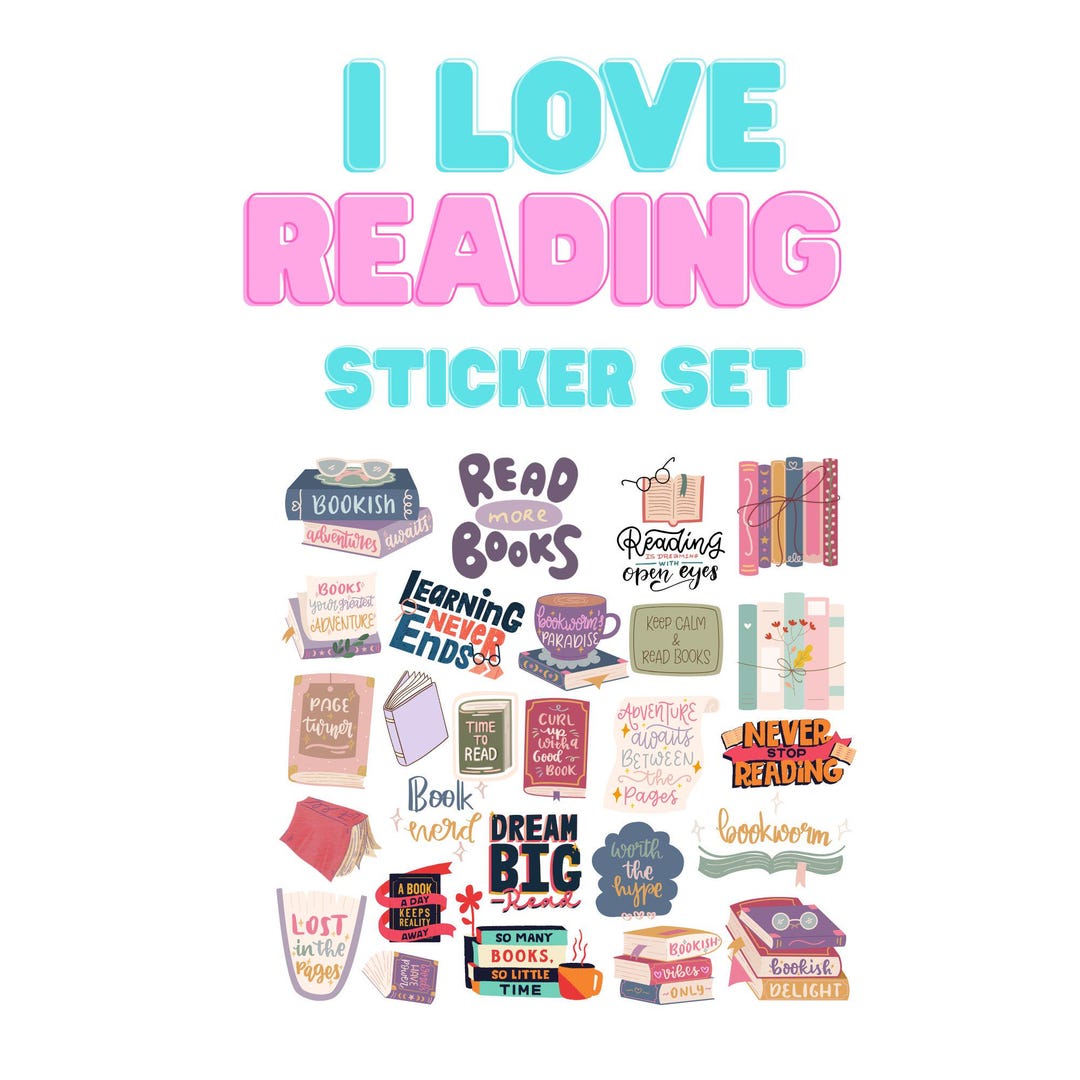 Reading Stickers Set: Book Lover Cozy Journaling (printable PNG) - Etsy