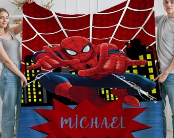 Personalized Custom Spiderman Blanket, Custom Superhero Blanket, Gift For Boy