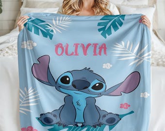 Stitch Personalized Blanket, Custom Blanket, Disney, Custom Stitch, Disney Trip, Personalized Gift, Stitch Baby Blanket