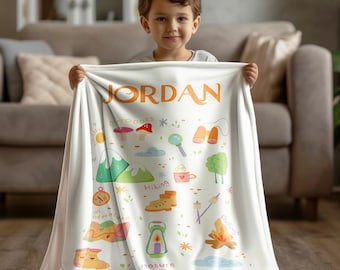 Personalized Camping Blanket Baby Shower Gift Birthday Gift Custom Name Blanket Gift Camping Baby Newborn Blanket, Gift For Kids