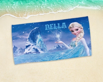 Elsa Beach Towel, Custom Beach Towel, Disney, Custom Elsa, Disney Trip, Personalization Gift, Frozen Baby Towel, Pool Trip, Frozen Towel