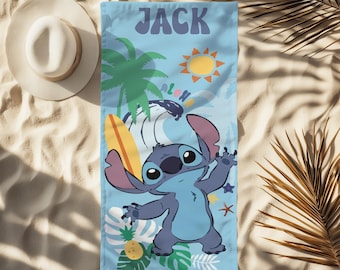 Stitch Beach Towel, Custom Beach Towel, Disney, Custom Stitch, Disney Trip, Personalization Gift, Lilo & Stitch Baby Towel Pool Beach Trip,