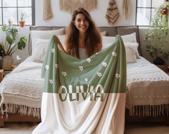 Personalized Blanket Groovy, Custom Blanket with Name, Name Blanket for Adults kids, Throw Blanket Gift for Girlfriend