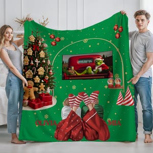 Personalized Name Greench Blanket, Personalized Greench Christmas blanket, Sister gift blanket, Christmas gift for girlfriend