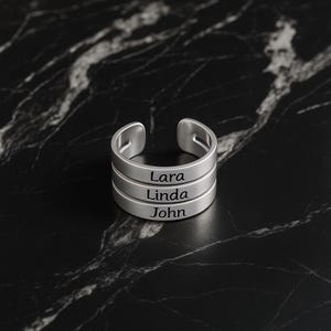 Stackable Name Ring, Personalized Ring, Custom Engraved Jewelry, Adjustable Gift for Women, Sterling Silver Family Rings, Minimalist Band