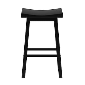 Black Sturdy Solid Wood Saddle Bar Stool, Stool for kitchen and bar, bar stool with saddle seat, farmhouse furniture.